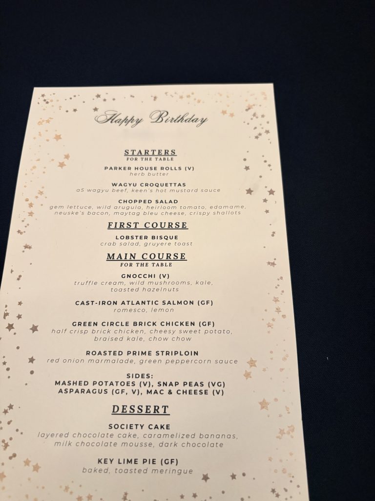 crown room menu